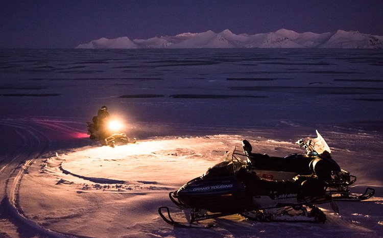 Snowmobile on Vatnajokull Glacier