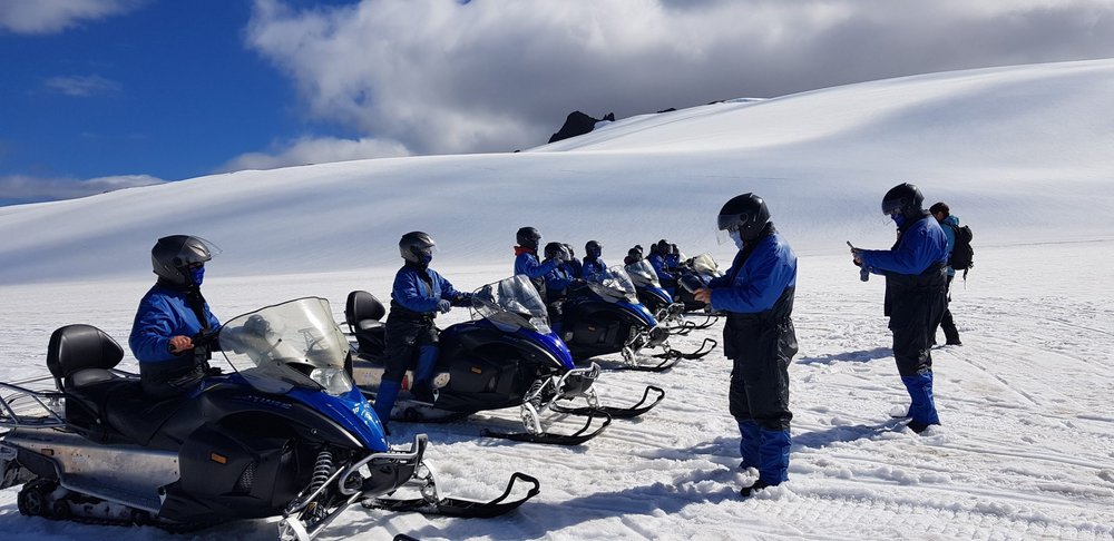 Snowmobile on Vatnajokull Glacier
