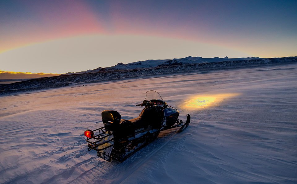 Snowmobile on Vatnajokull Glacier