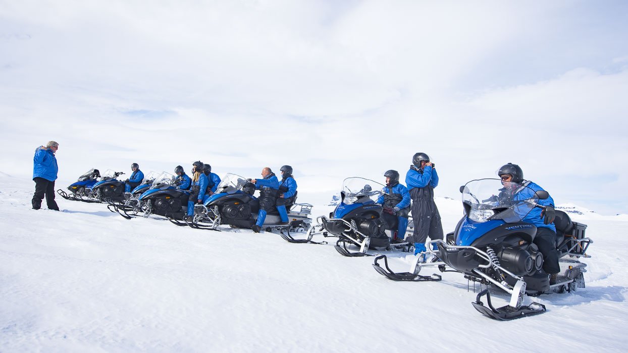 Snowmobile on Vatnajokull Glacier