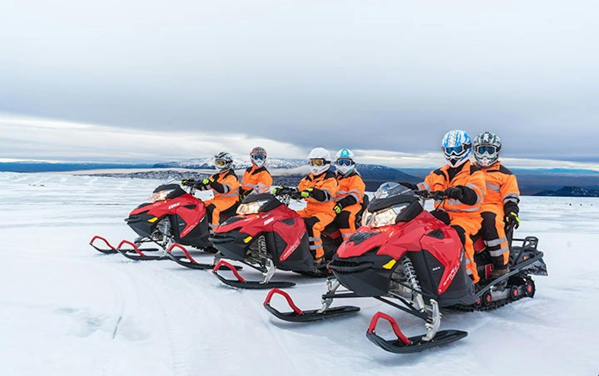 Snowmobiling on Langjokull Glacier