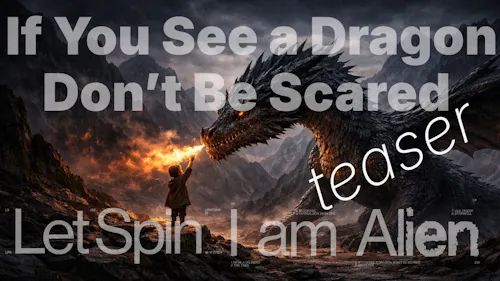 A child taming a huge firey dragon