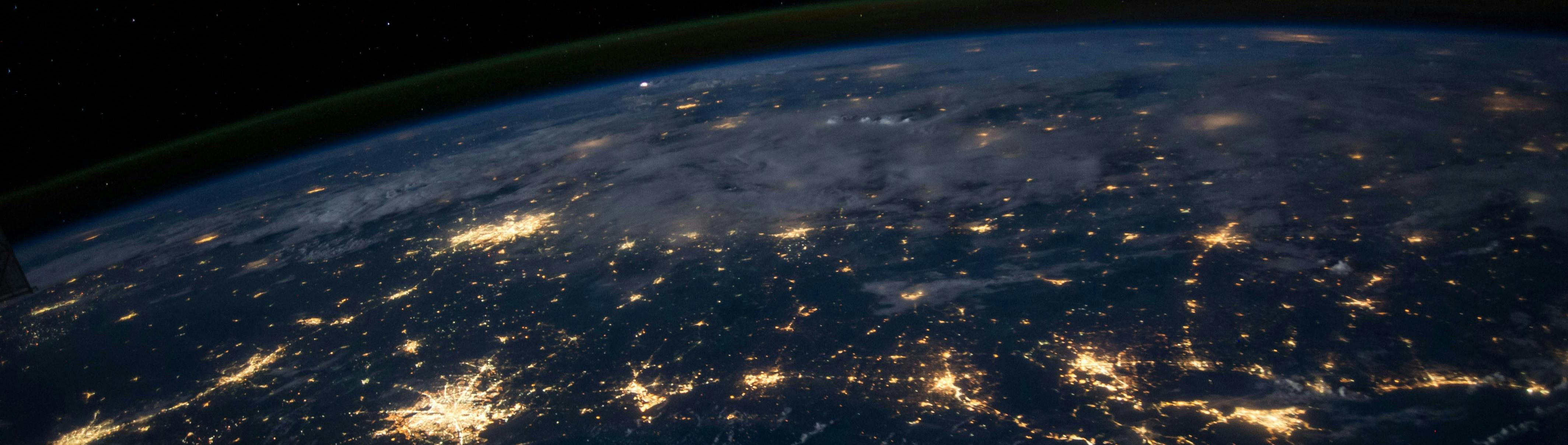 Photo of earth from space at night