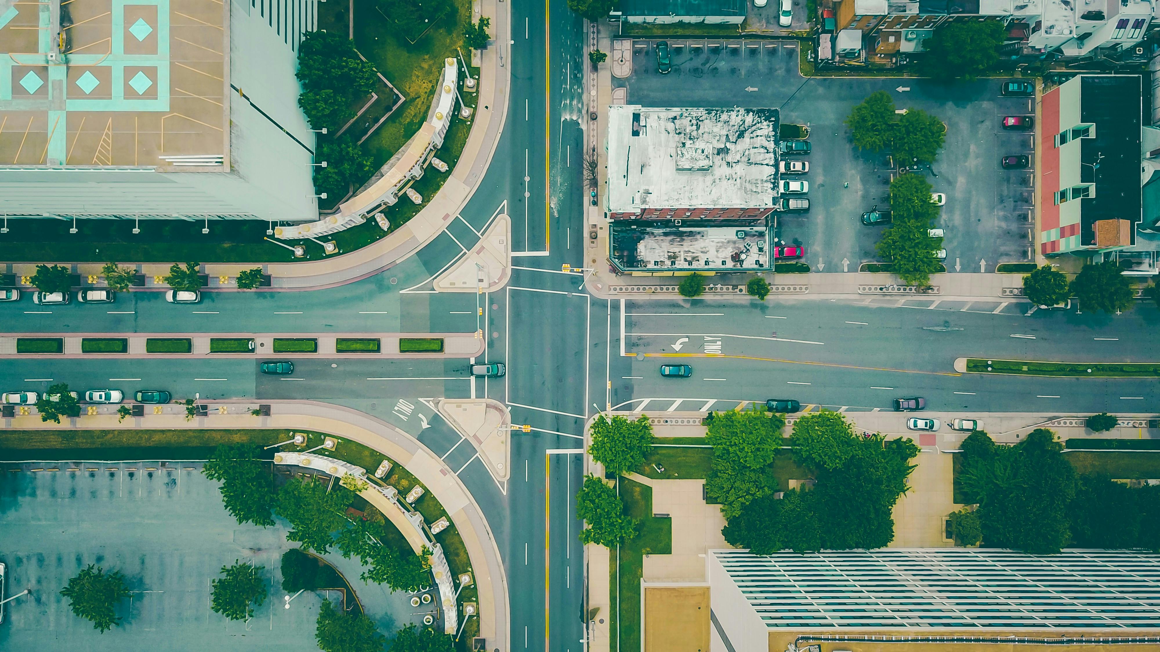 Photo of intersection from directly above