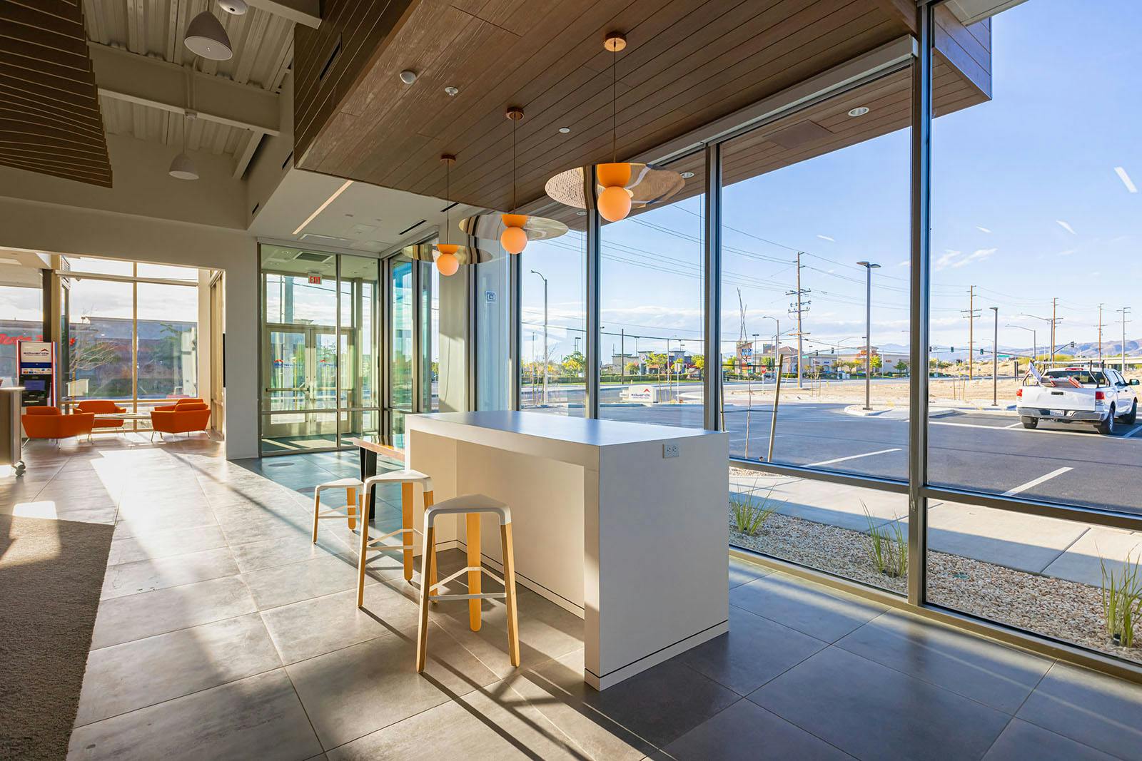Edwards Federal Credit Union interior looking outside