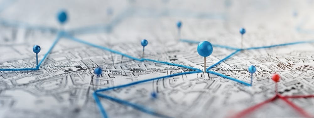 Pins in a map