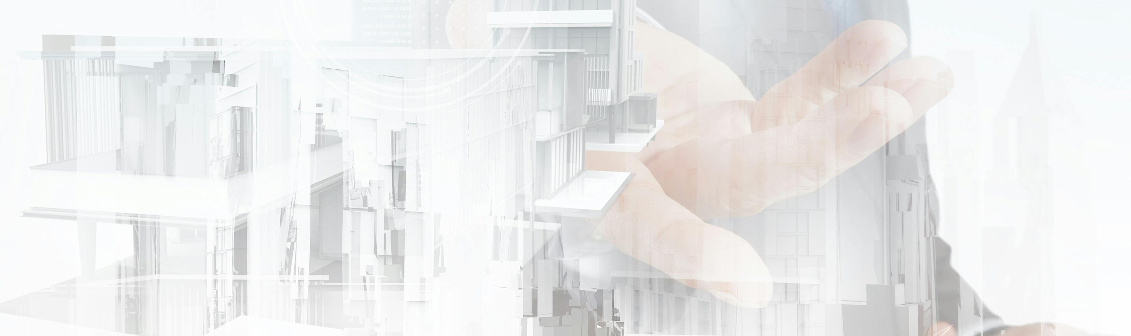 layered image of banking technology and a banking executive pointing to something important