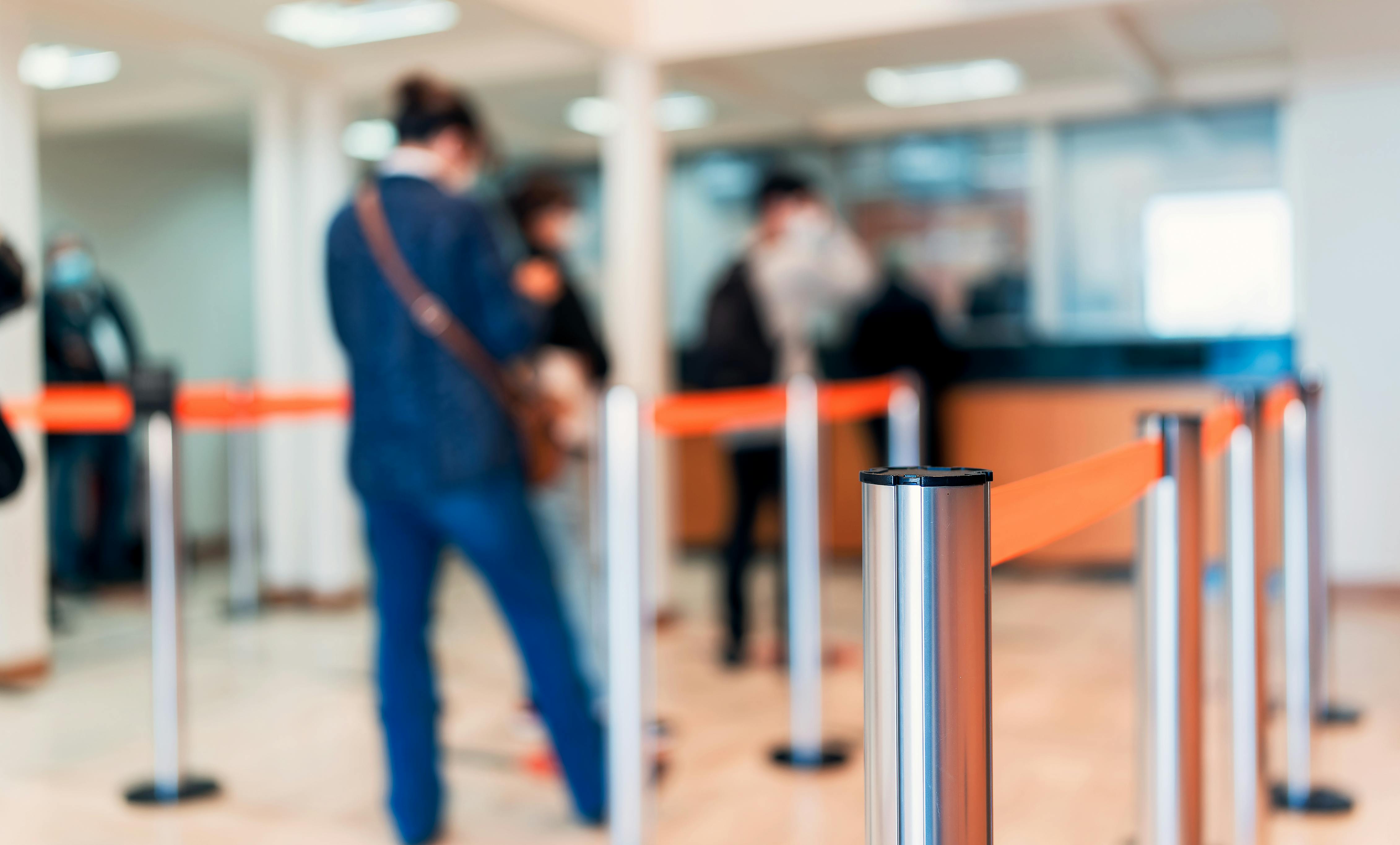 Customers waiting in a line