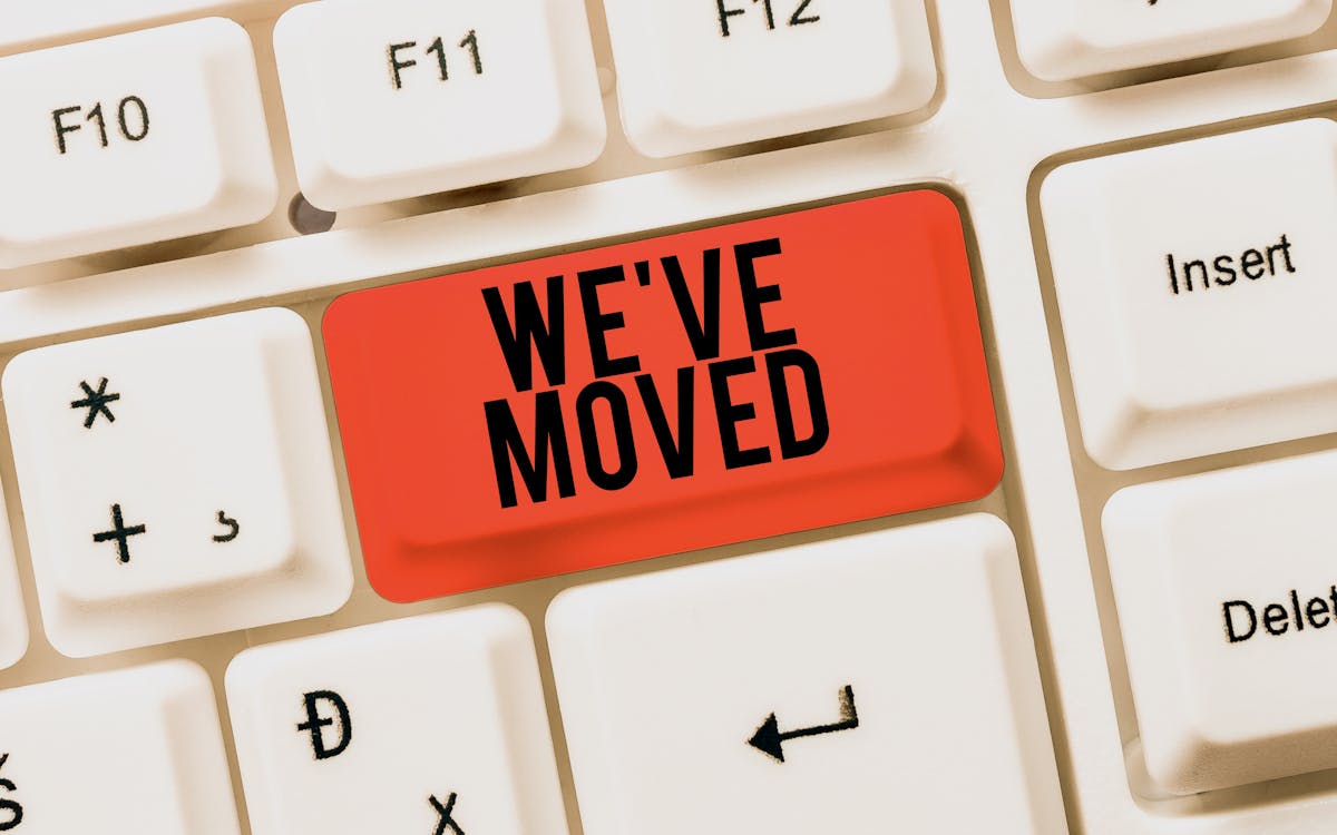 key on keyboard that says "we've moved"