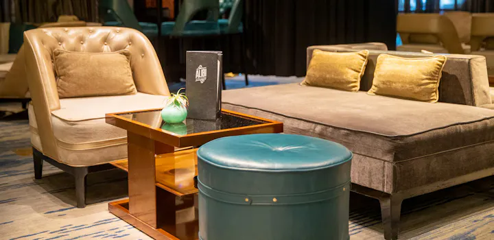 seating around a table in Alibi bar