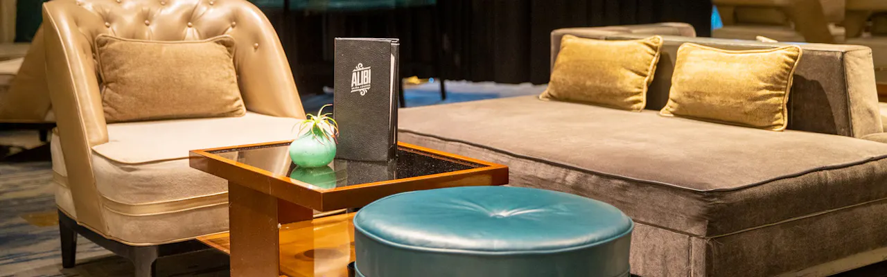 seating around a table in Alibi bar