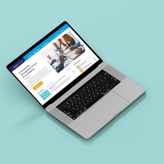 Laptop with Compass Minerals intranet on screen