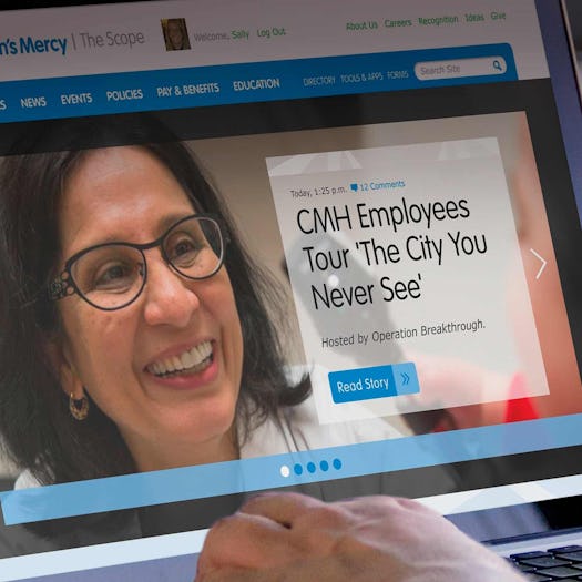 Laptop displaying Children's Mercy Hospital intranet