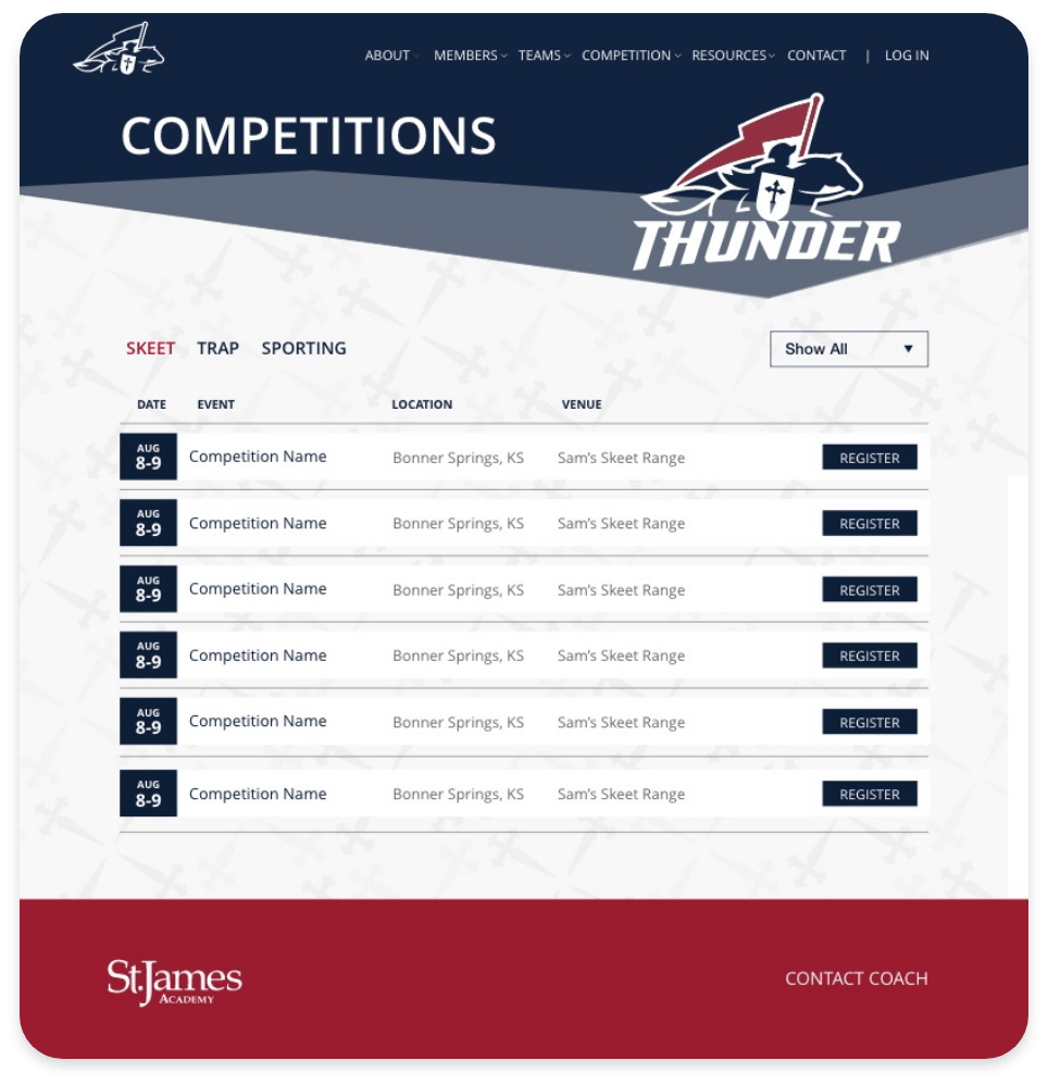 St. James Academy Thunder web