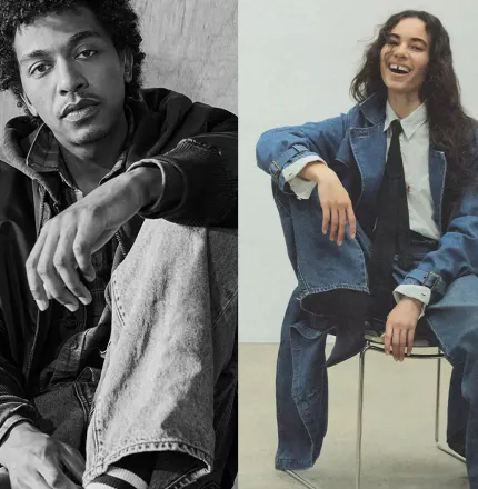 A man and woman modelling Levi's jeans