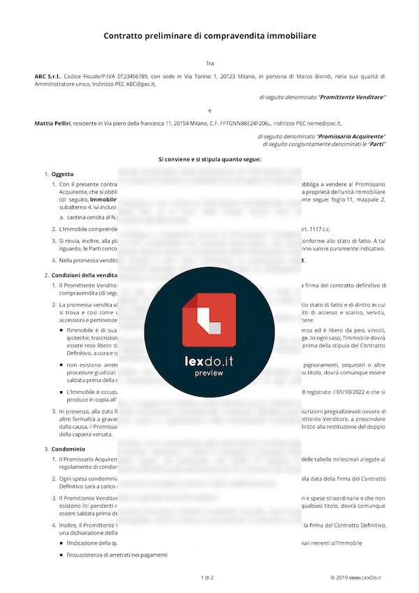 Lettera di intenti compravendita fac simile
