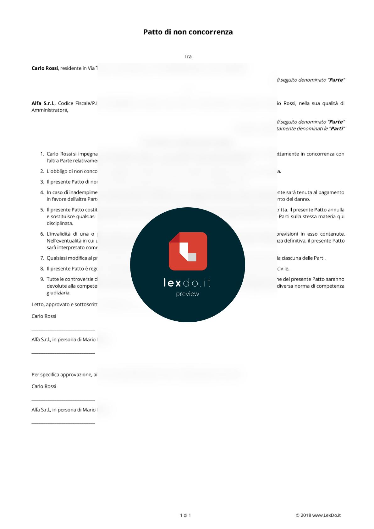 LexDo.it Patto di Non Concorrenza tra Imprese Guida e Modello LexDo.it LexDo.it Patto di Non Concorrenza tra Imprese Guida e Modello LexDo.it