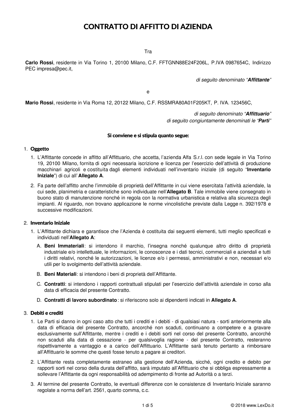 LexDo.it - Contratto Di Affitto D'Azienda O Di Ramo D'Azienda: Guida E ...