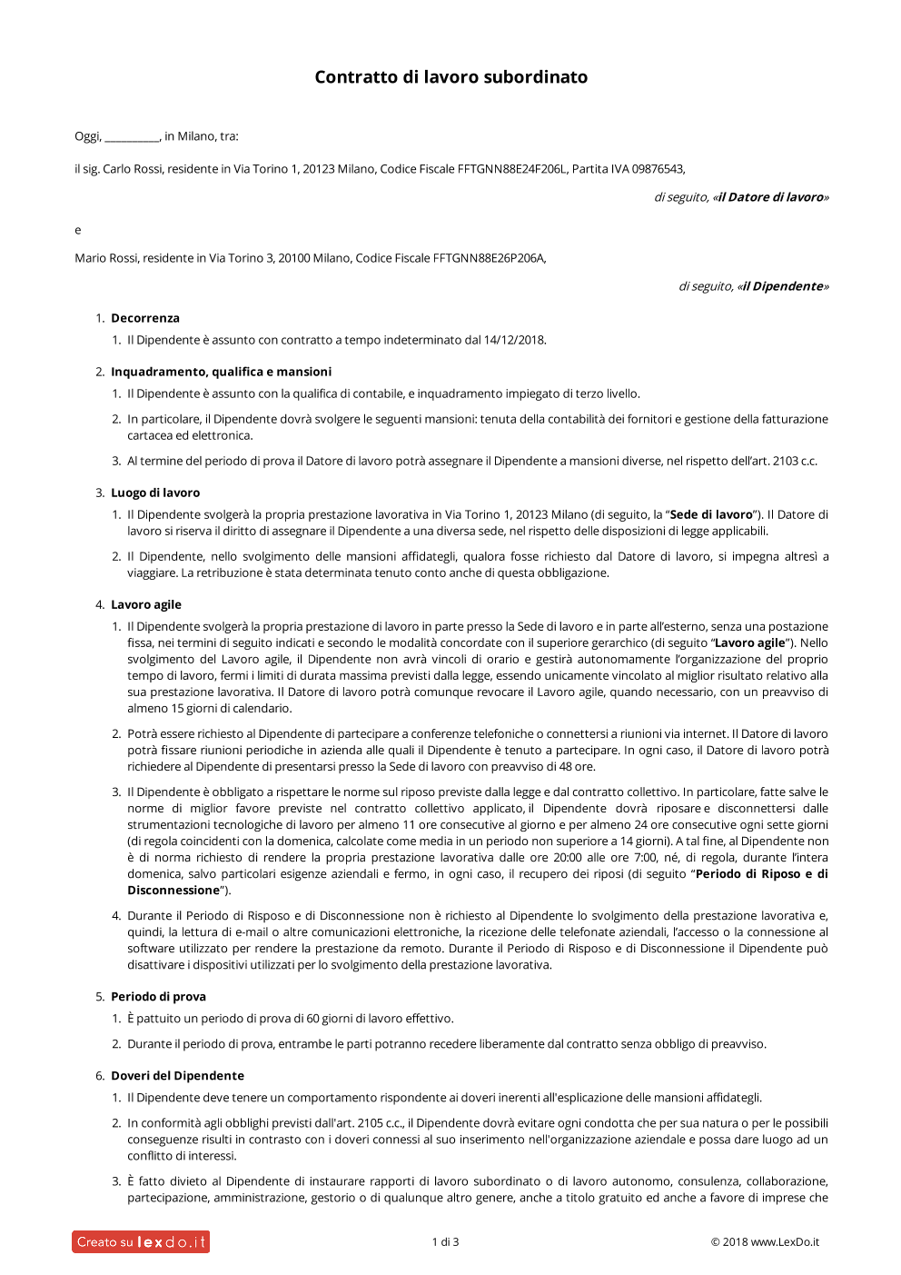 Fac Simile Lettera Di Dimissioni Con Preavviso Contratto A Tempo ...