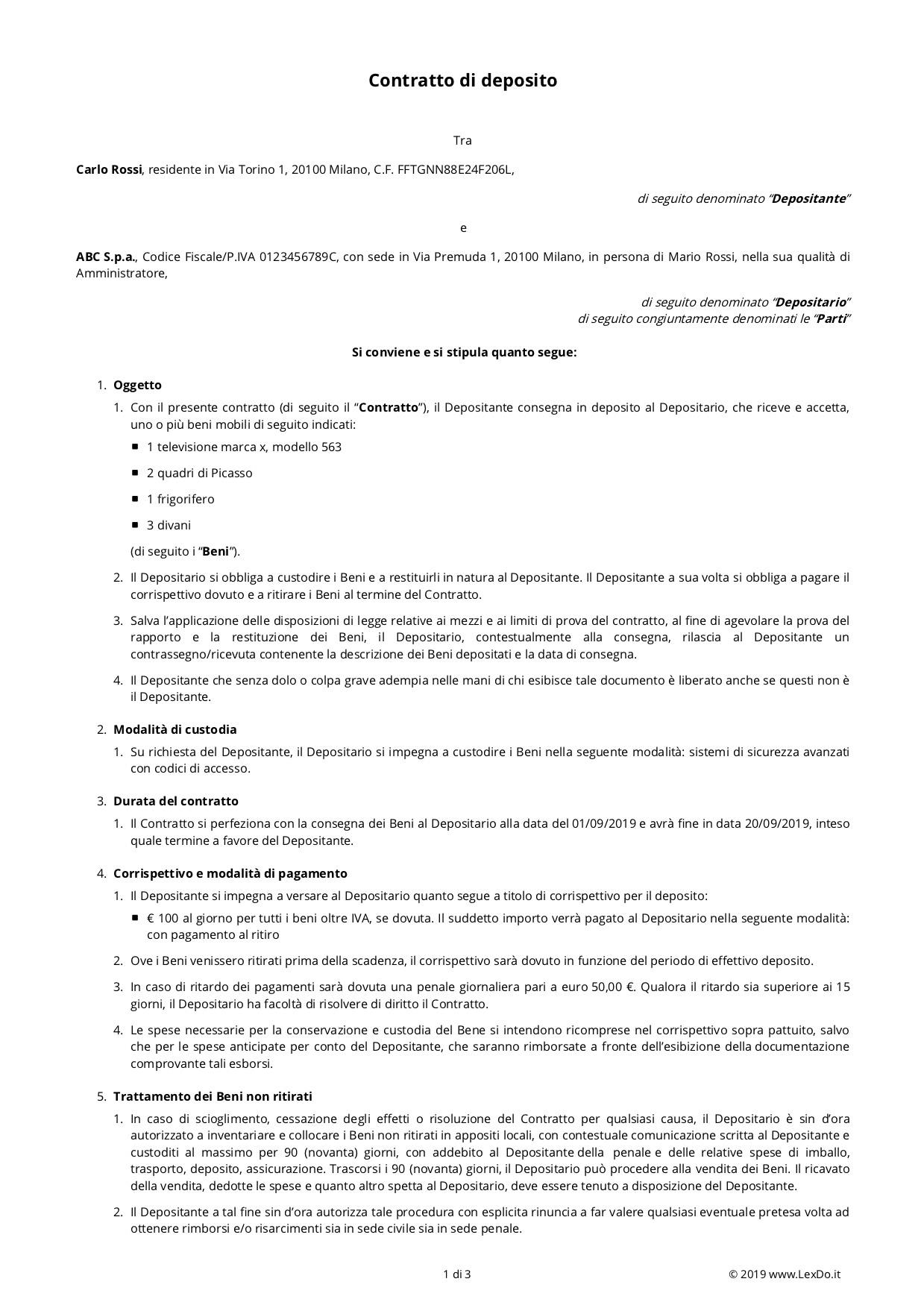 Lettera di impegno all’assunzione