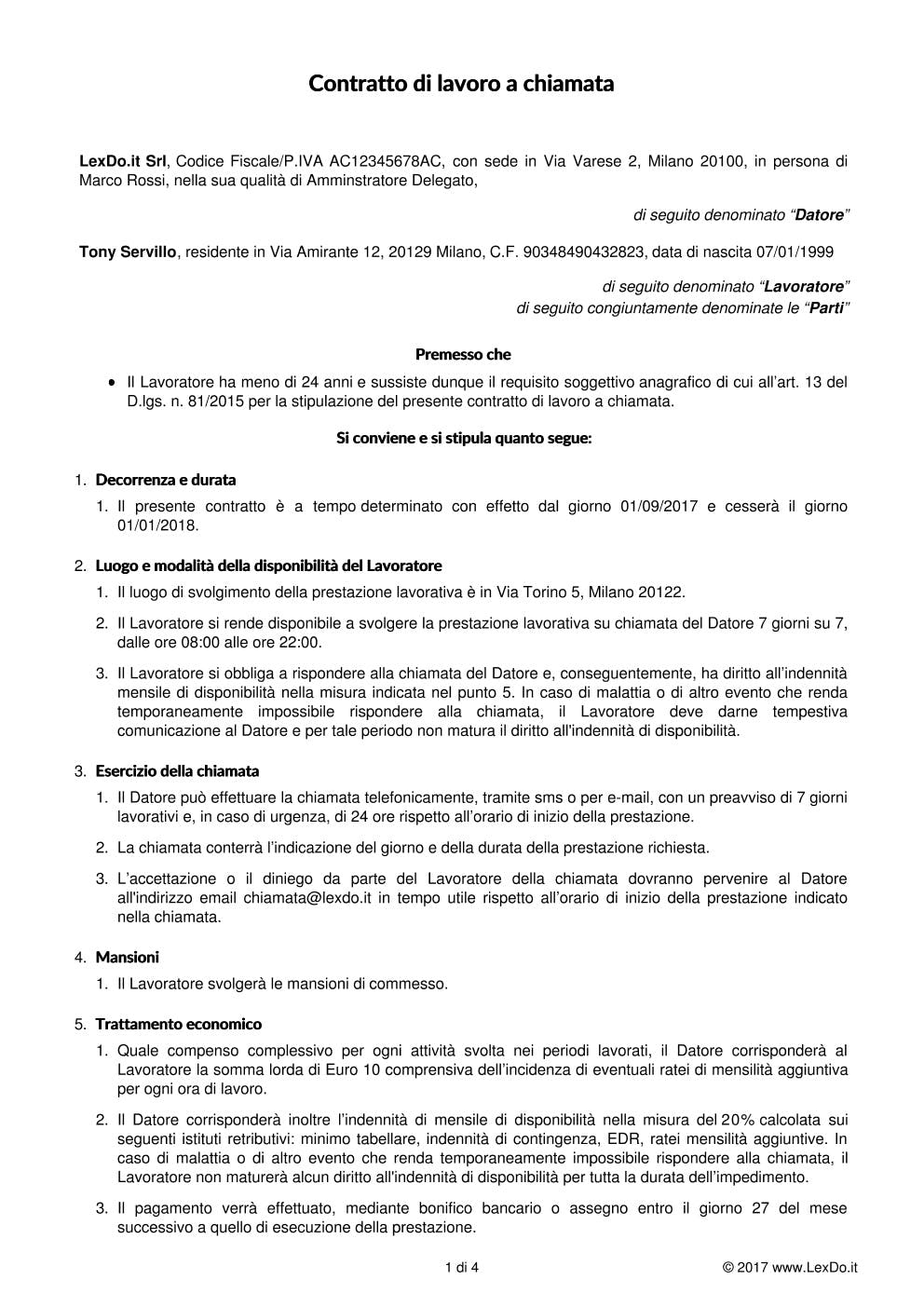Fac simile lettera richiesta acconto stipendio