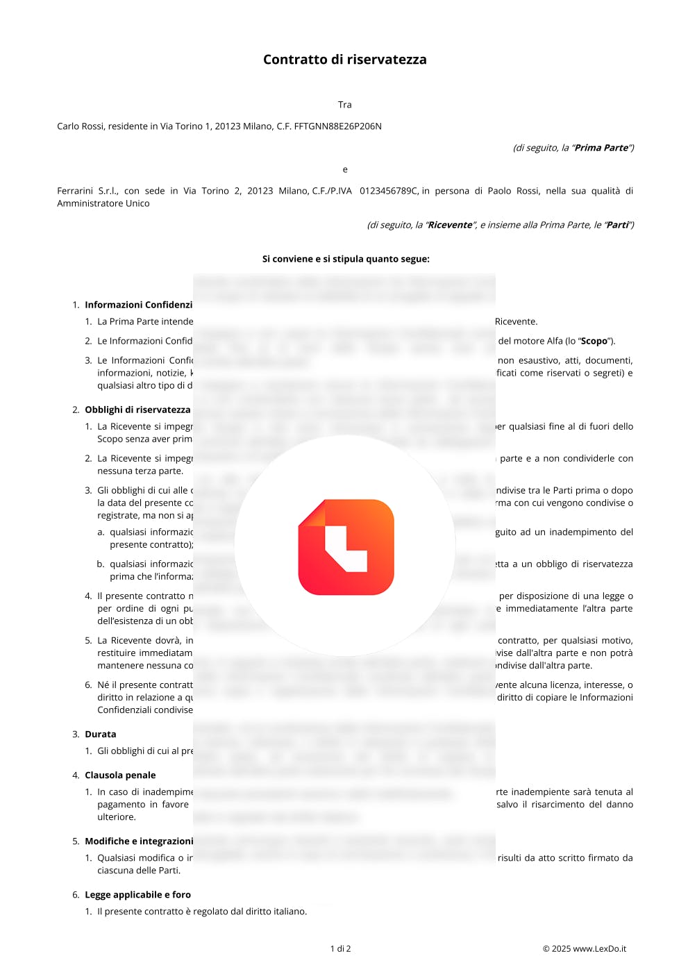 Accordo di Riservatezza (Non Disclosure Agreement) – Modello e Guida modello