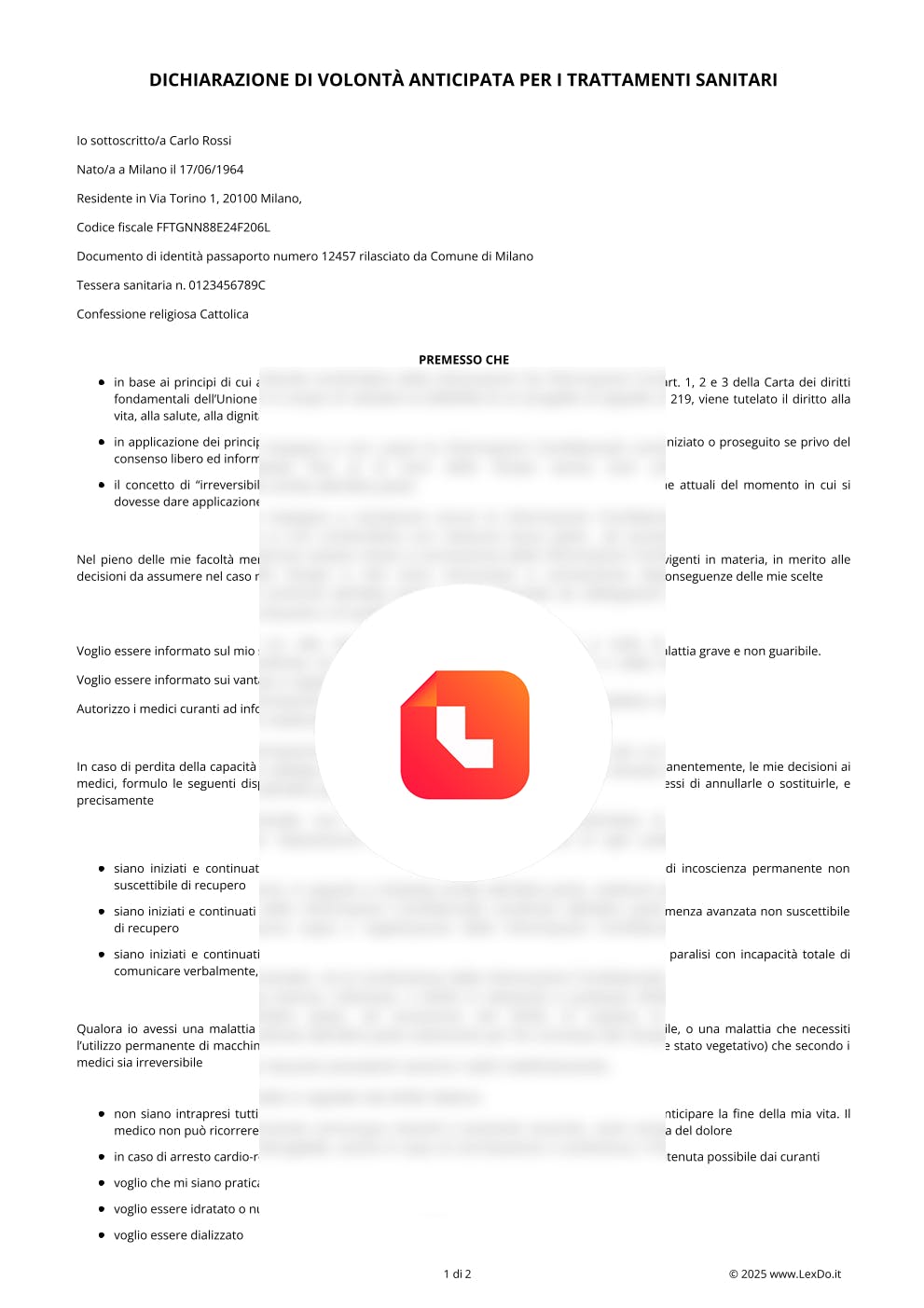 Biotestamento (Testamento biologico) – Modello e Guida modello
