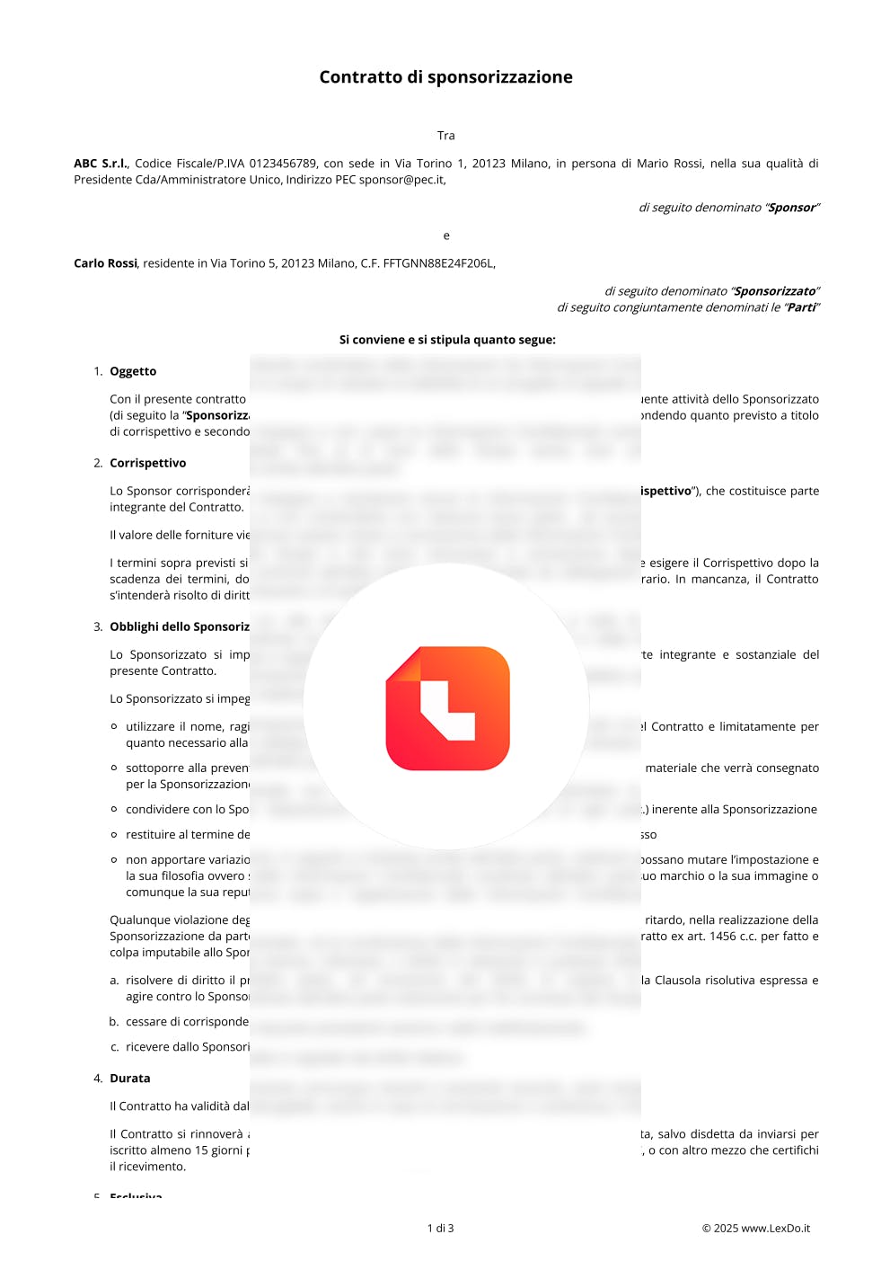 Contratto di Sponsorizzazione Eventi – Modello e Guida modello