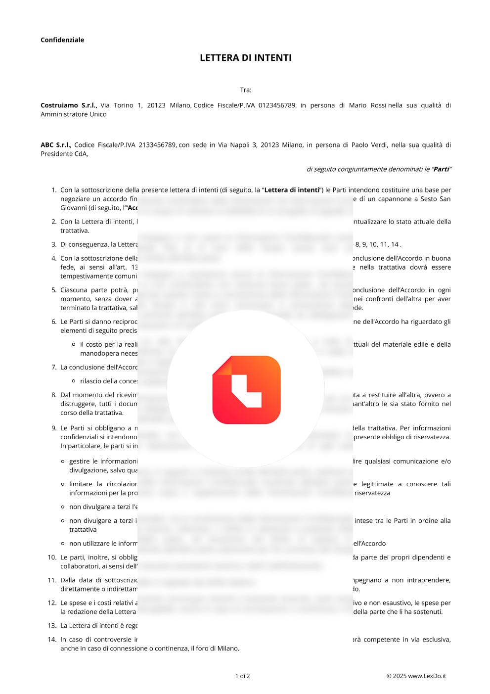 Lettera di Intenti (Memorandum of Understanding) – Modello e Guida modello