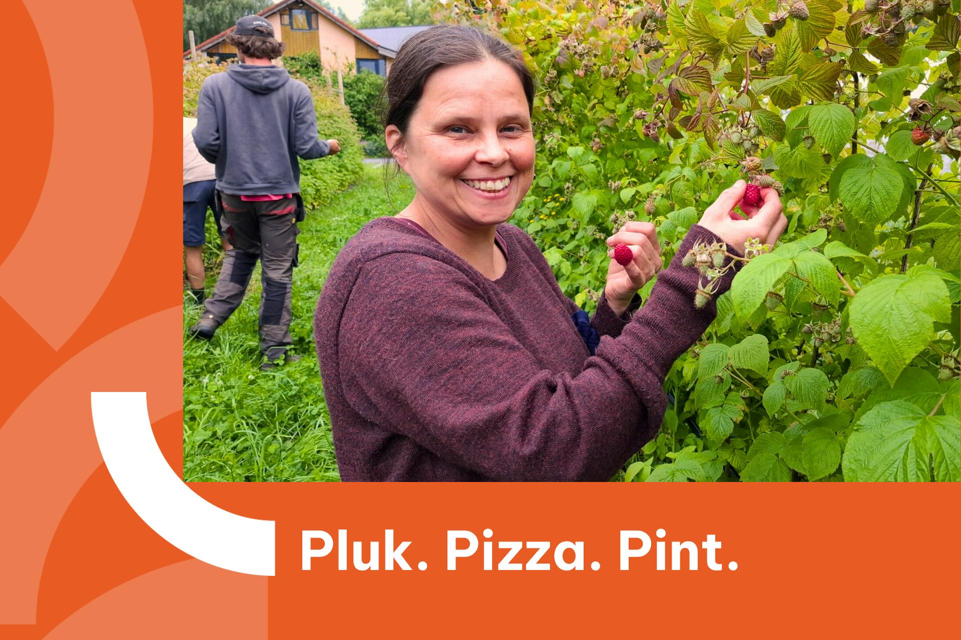 Banner met foto van mensen die frambozen plukken bij De Wassende Maan