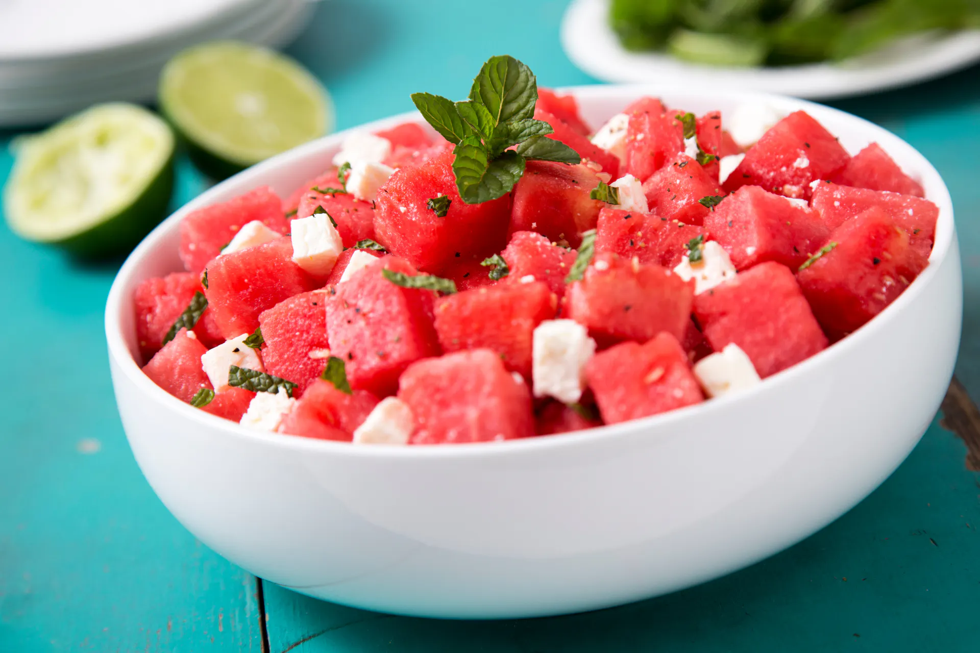 Kom met watermeloen en feta