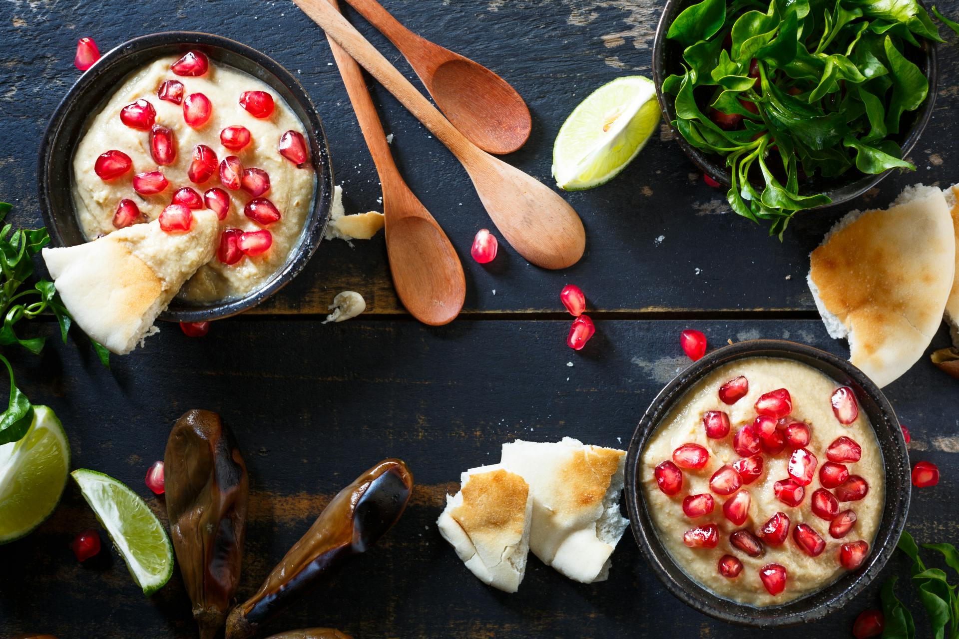 Baba ganoush met granaatappelpitjes