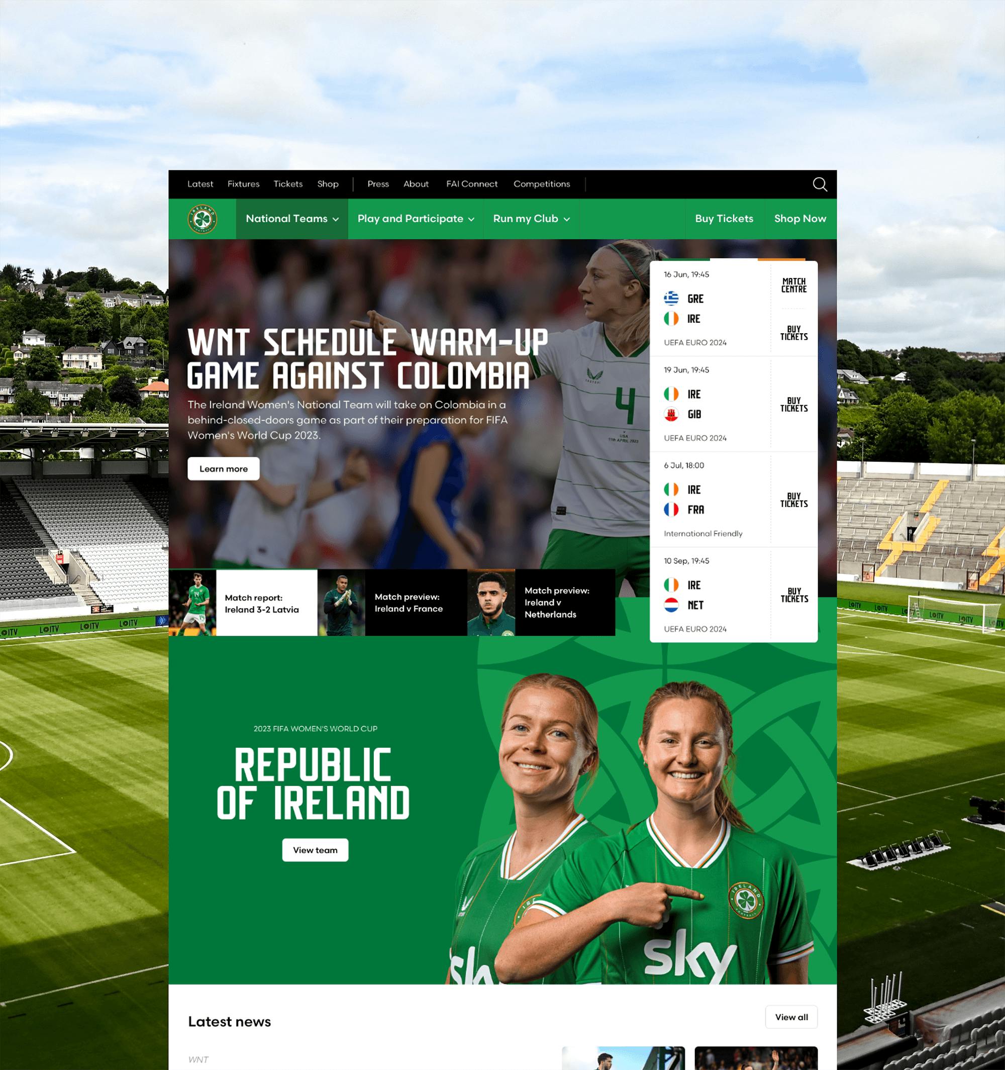 sports website design