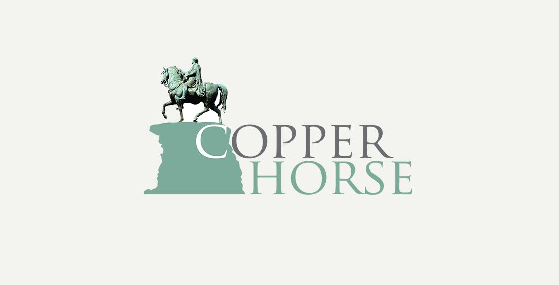 copper horse logo before