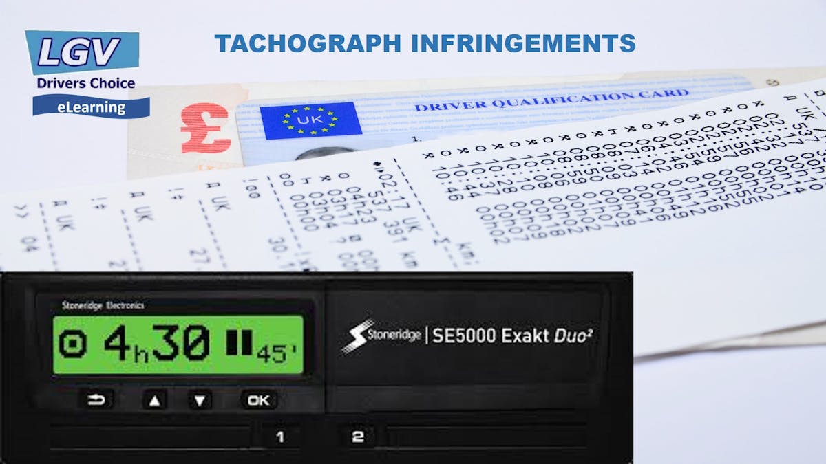Front of Tachograph and printout of infringements 