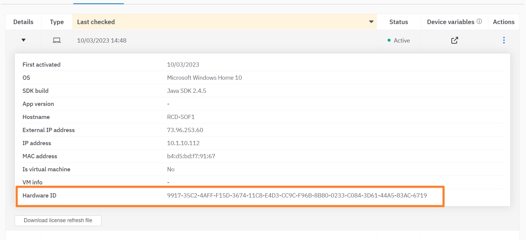 LicenseSpring uses a hardwareID to node-lock software licenses (binds the license to a device).