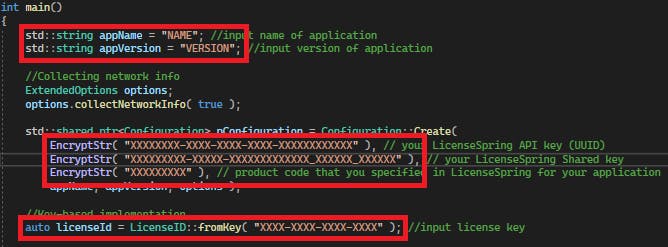 Where to input account and product information