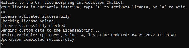 Activating a License with the Chatbot