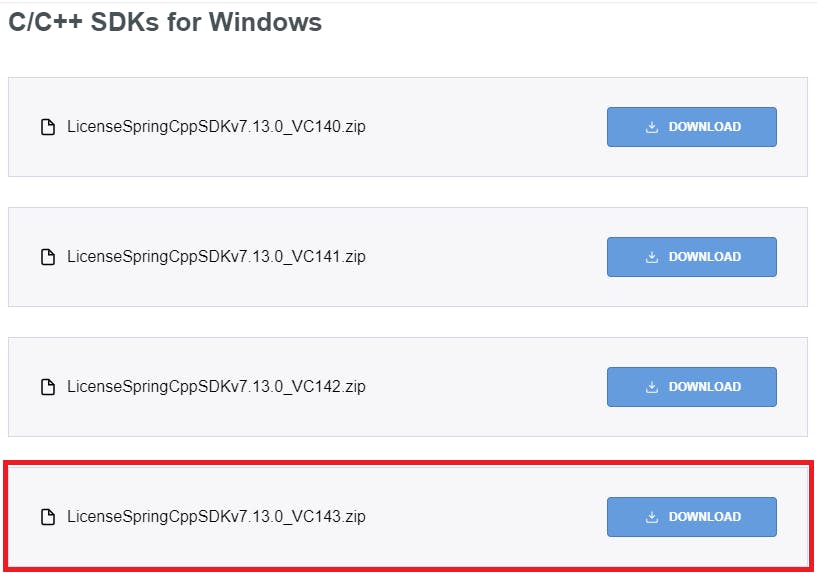 Zip Files of SDK to download