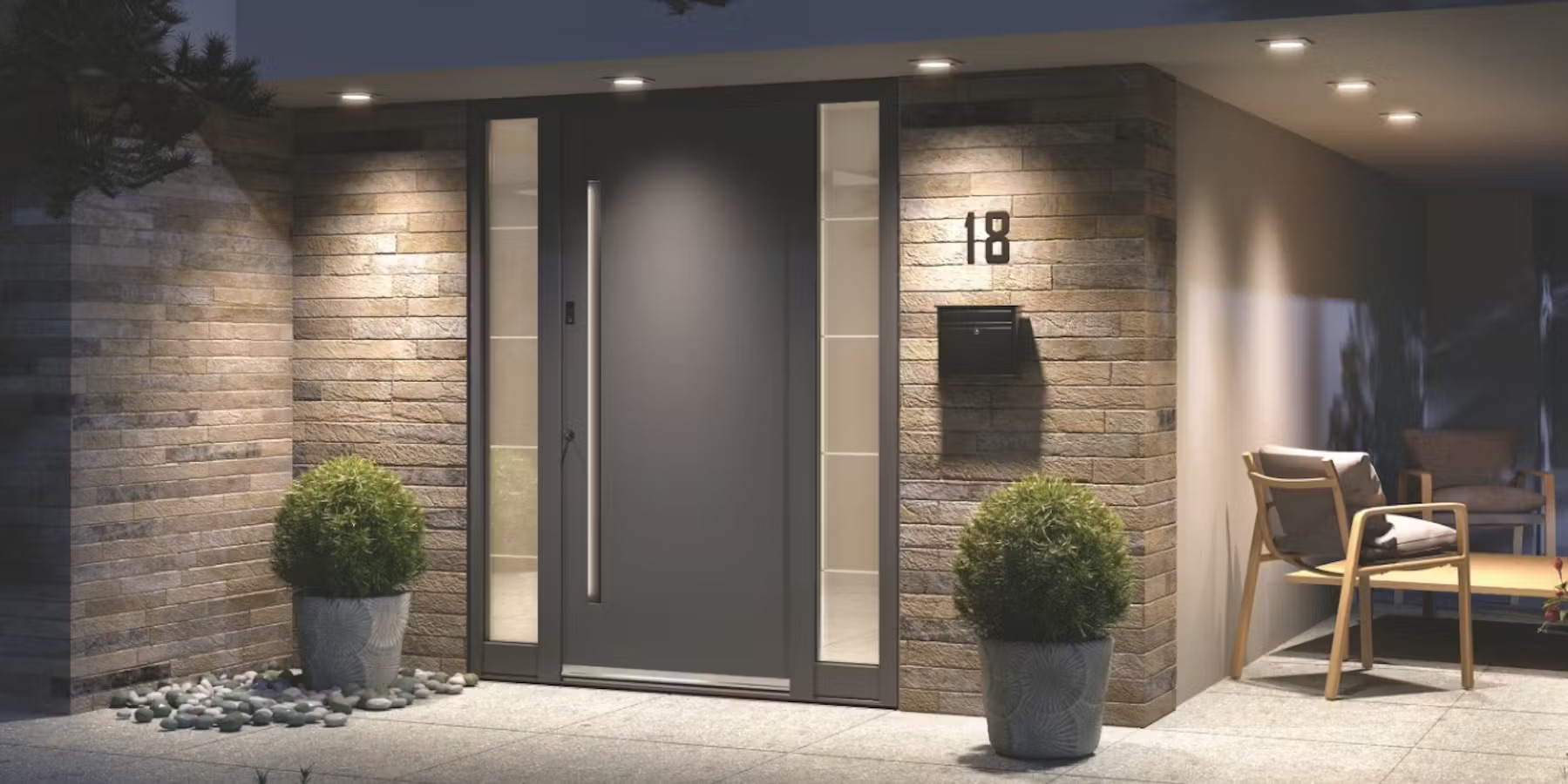 Schüco Haustür im Abendlicht