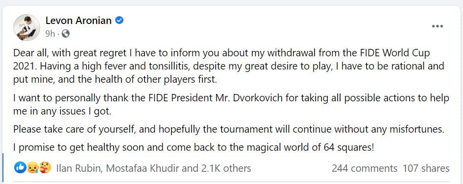 FIDE - International Chess Federation - FIDE regrets to inform