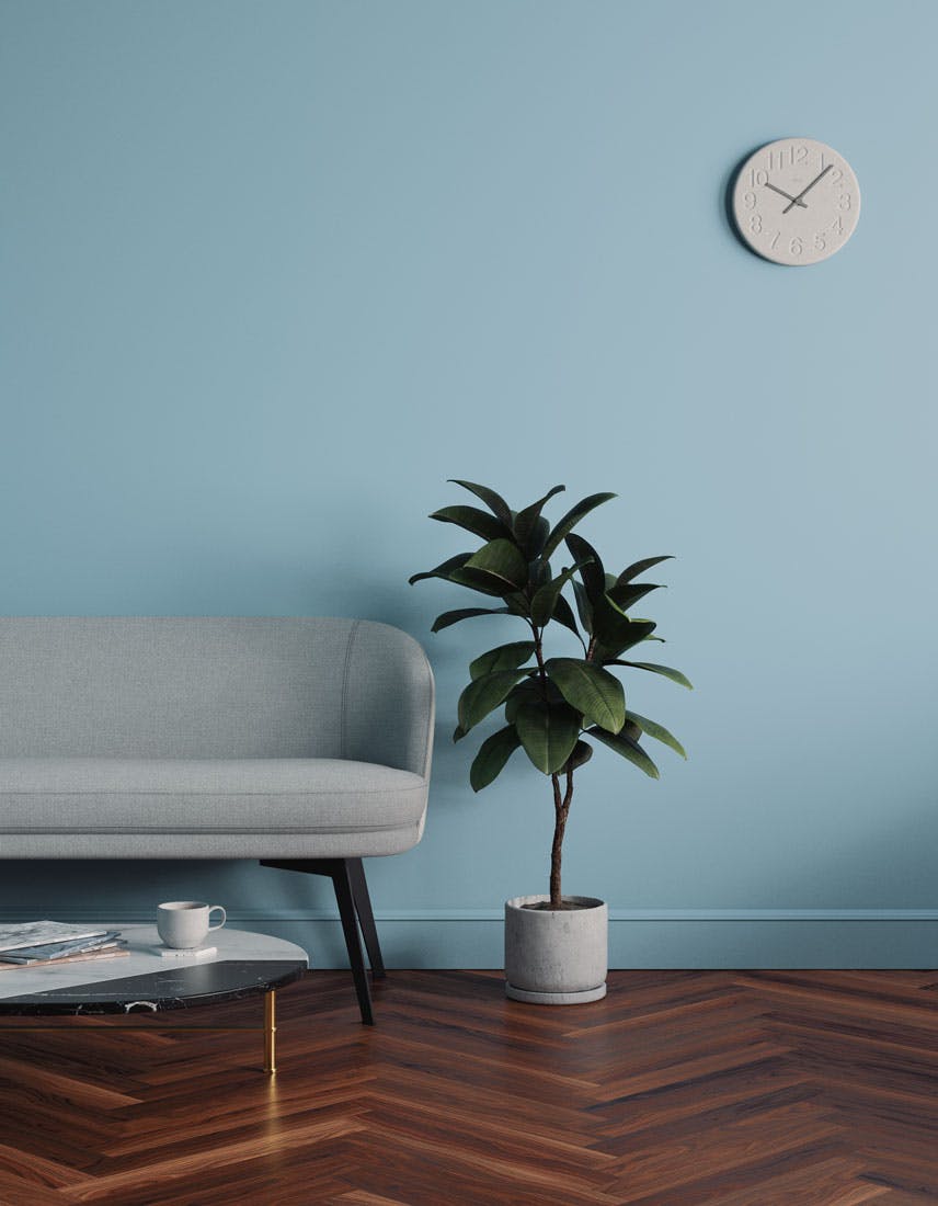 Living room scene decorated with Lick Blue 04 paint