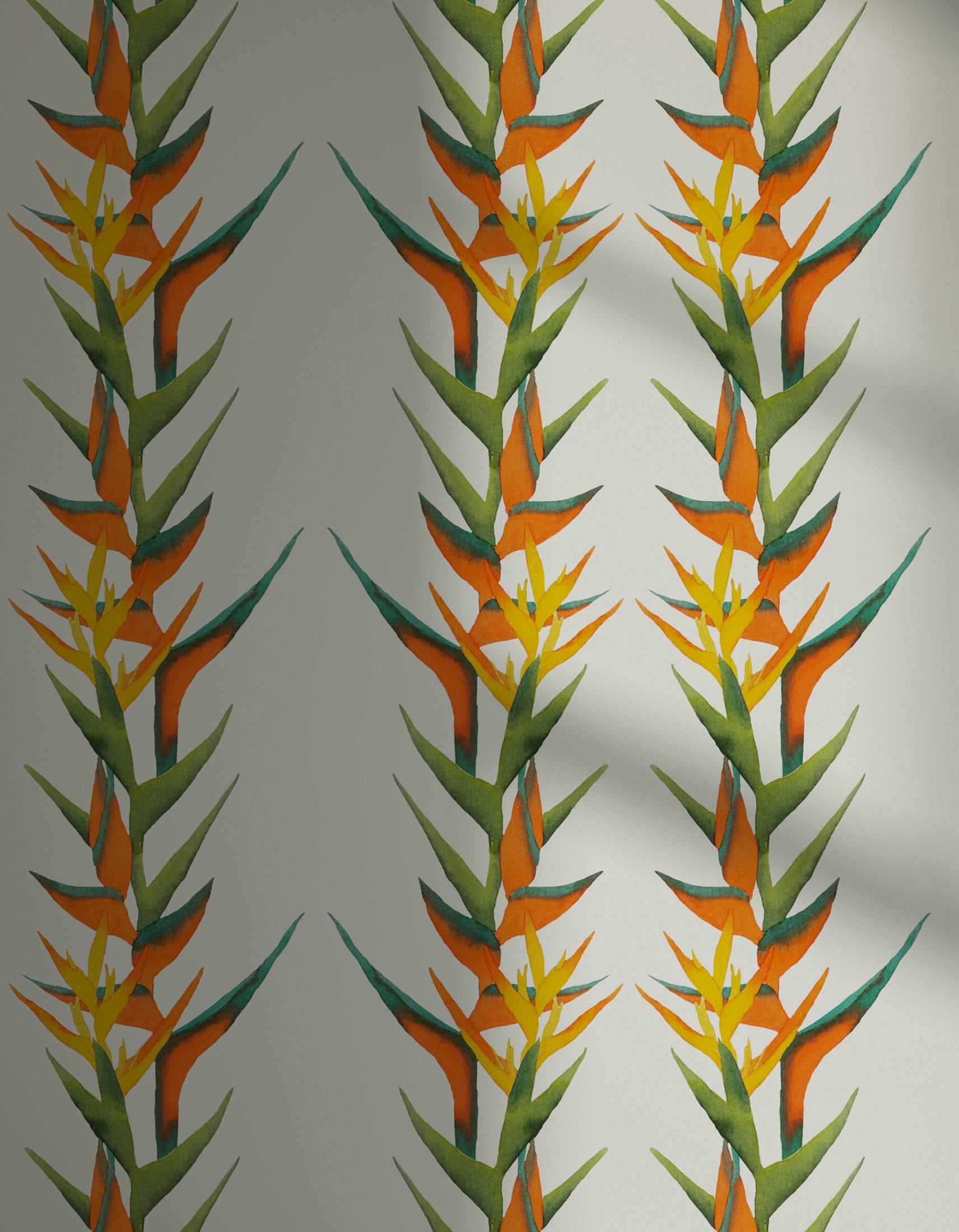 Lick x Belinda Bayley Paradise Vine 01 orange exotic botanical wallpaper with shadow