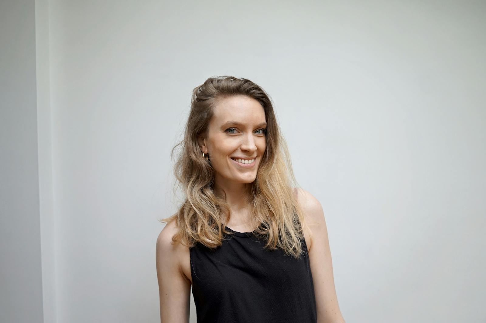 Portrait of a blonde woman smiling