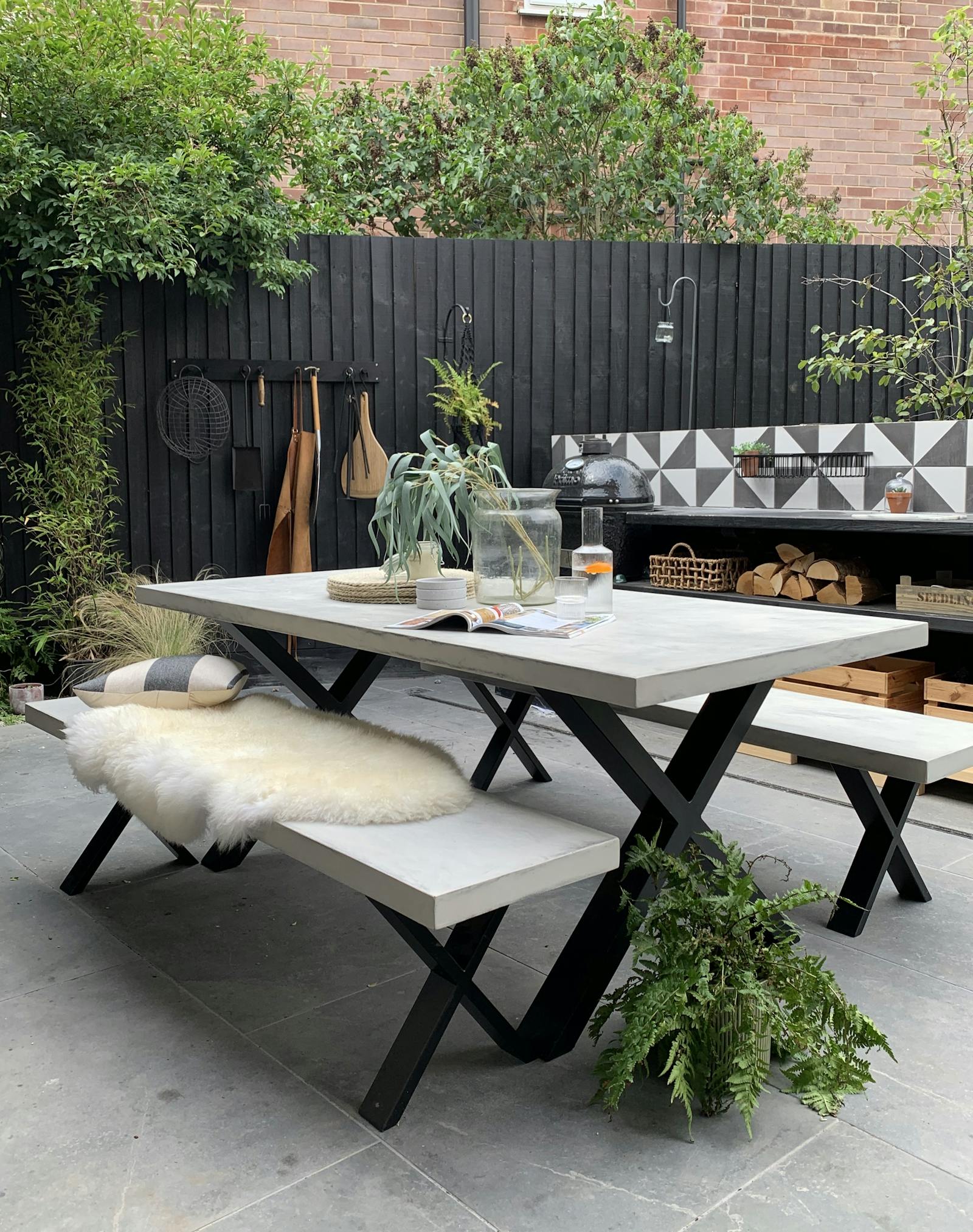 Garden with wood and tiles