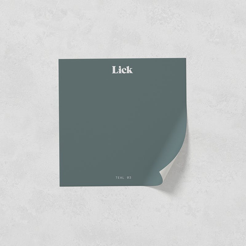 Lick peel and stick paint sample in Teal 03
