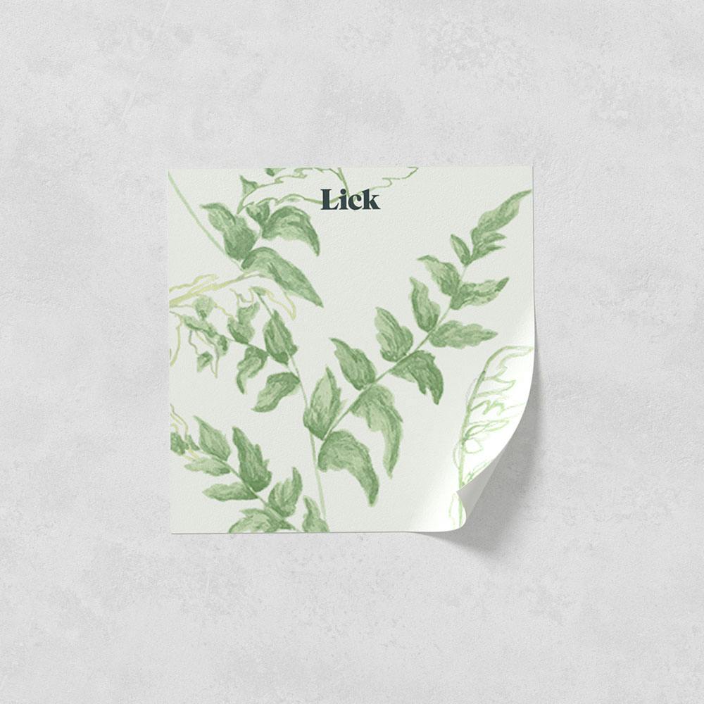 Lick peel and stick wallpaper sample in Fern 01