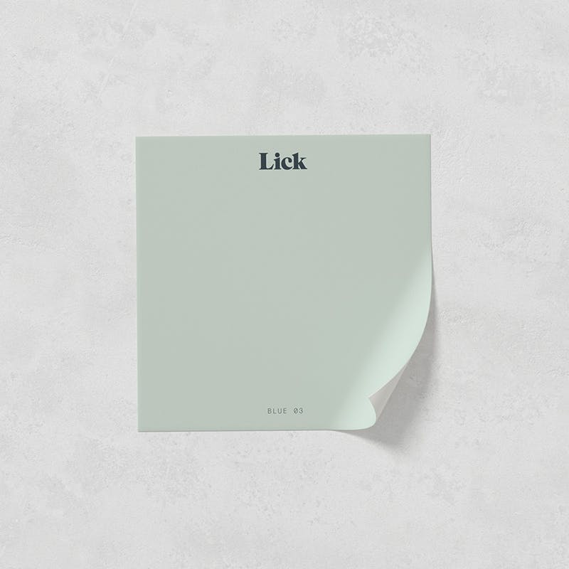 Lick peel and stick paint sample in Blue 03