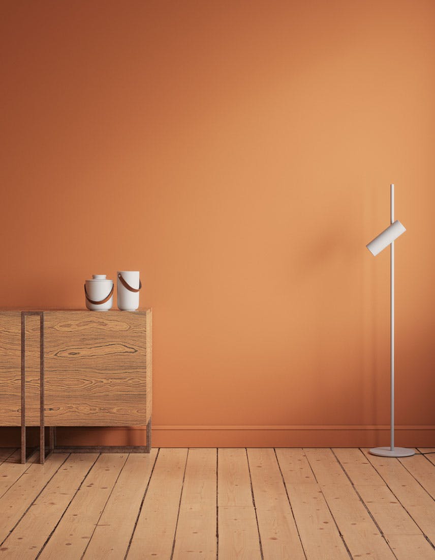 Kitchen scene decorated with Lick Orange 02 paint