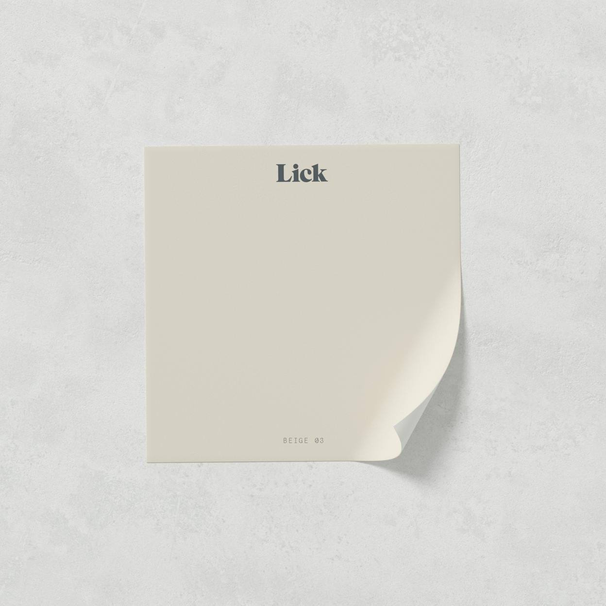 Peel and stick sample of Lick Beige 03 paint colour